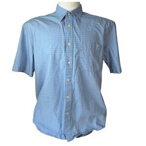 Eddie Bauer Button Front Shirt Mens Large Blue Short Sleeves Casual